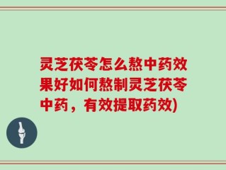 灵芝茯苓怎么熬中药效果好如何熬制灵芝茯苓中药，有效提取药效)