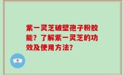 紫一灵芝破壁孢子粉胶能？了解紫一灵芝的功效及使用方法？