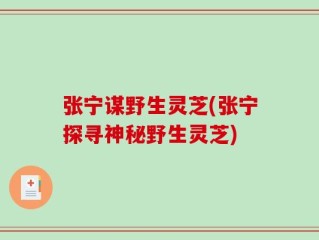 张宁谋野生灵芝(张宁探寻神秘野生灵芝)