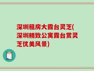 深圳租房大露台灵芝(深圳精致公寓露台赏灵芝优美风景)