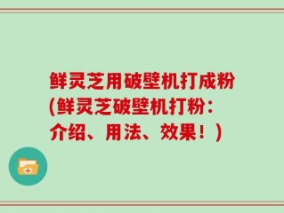 鲜灵芝用破壁机打成粉(鲜灵芝破壁机打粉：介绍、用法、效果！)