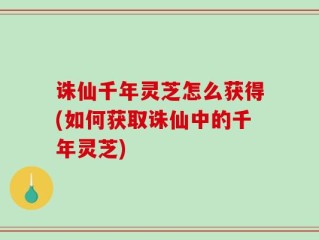 诛仙千年灵芝怎么获得(如何获取诛仙中的千年灵芝)