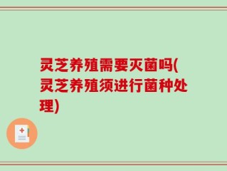 灵芝养殖需要灭菌吗(灵芝养殖须进行菌种处理)