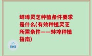 蚌埠灵芝种植条件要求是什么(有效种植灵芝所需条件——蚌埠种植指南)
