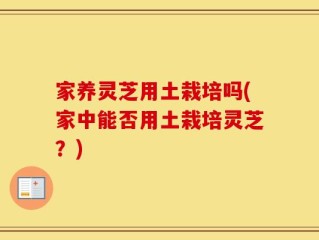家养灵芝用土栽培吗(家中能否用土栽培灵芝？)