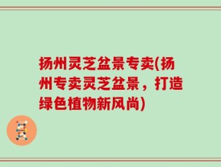 扬州灵芝盆景专卖(扬州专卖灵芝盆景，打造绿色植物新风尚)