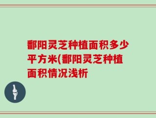 鄱阳灵芝种植面积多少平方米(鄱阳灵芝种植面积情况浅析