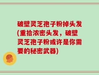 破壁灵芝孢子粉掉头发(重拾浓密头发，破壁灵芝孢子粉或许是你需要的秘密武器)