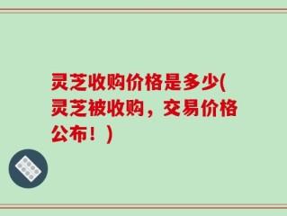灵芝收购价格是多少(灵芝被收购，交易价格公布！)