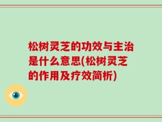 松树灵芝的功效与主治是什么意思(松树灵芝的作用及疗效简析)