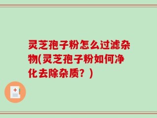 灵芝孢子粉怎么过滤杂物(灵芝孢子粉如何净化去除杂质？)