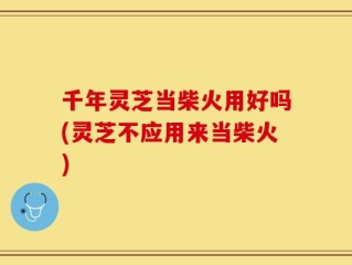 千年灵芝当柴火用好吗(灵芝不应用来当柴火)