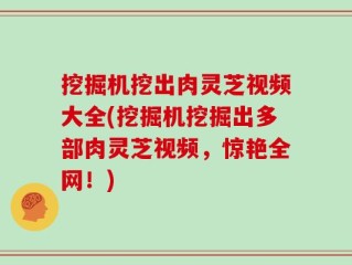 挖掘机挖出肉灵芝视频大全(挖掘机挖掘出多部肉灵芝视频，惊艳全网！)
