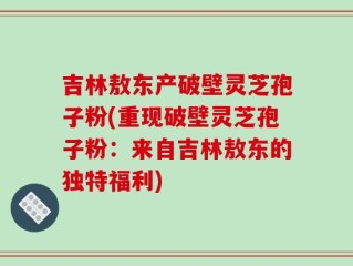 吉林敖东产破壁灵芝孢子粉(重现破壁灵芝孢子粉：来自吉林敖东的独特福利)