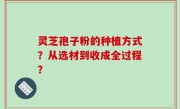 灵芝孢子粉的种植方式？从选材到收成全过程？