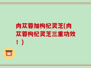 肉苁蓉加枸杞灵芝(肉苁蓉枸杞灵芝三重功效！)