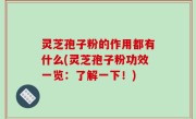 灵芝孢子粉的作用都有什么(灵芝孢子粉功效一览：了解一下！)