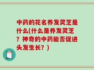 中药的花名养发灵芝是什么(什么是养发灵芝？神奇的中药能否促进头发生长？)