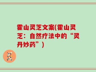 霍山灵芝文案(霍山灵芝：自然疗法中的“灵丹妙药”)
