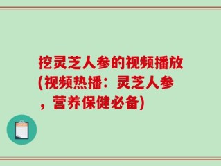 挖灵芝人参的视频播放(视频热播：灵芝人参，营养保健必备)