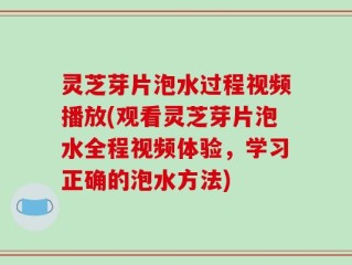 灵芝芽片泡水过程视频播放(观看灵芝芽片泡水全程视频体验，学习正确的泡水方法)