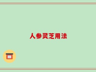 人参灵芝用法