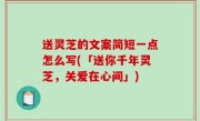 送灵芝的文案简短一点怎么写(「送你千年灵芝，关爱在心间」)