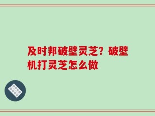及时邦破壁灵芝？破壁机打灵芝怎么做