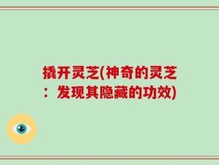 撬开灵芝(神奇的灵芝：发现其隐藏的功效)