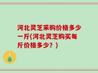 河北灵芝采购价格多少一斤(河北灵芝购买每斤价格多少？)