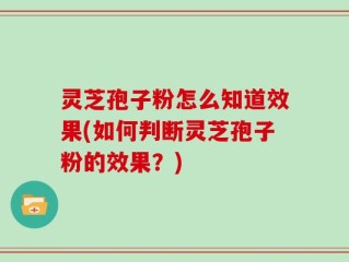 灵芝孢子粉怎么知道效果(如何判断灵芝孢子粉的效果？)