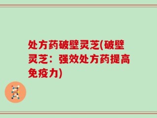 处方药破壁灵芝(破壁灵芝：强效处方药提高免疫力)