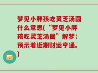 梦见小胖孩吃灵芝汤圆什么意思(“梦见小胖孩吃灵芝汤圆”解梦：预示着近期财运亨通。)