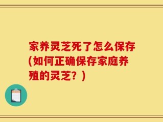 家养灵芝死了怎么保存(如何正确保存家庭养殖的灵芝？)