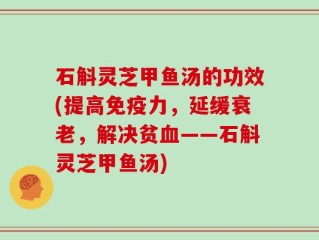 石斛灵芝甲鱼汤的功效(提高免疫力，延缓衰老，解决贫血——石斛灵芝甲鱼汤)