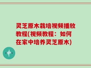 灵芝原木栽培视频播放教程(视频教程：如何在家中培养灵芝原木)
