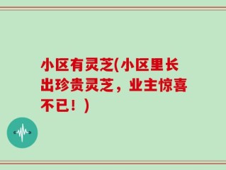 小区有灵芝(小区里长出珍贵灵芝，业主惊喜不已！)