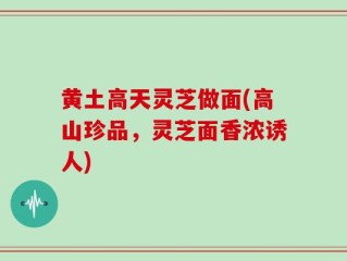 黄土高天灵芝做面(高山珍品，灵芝面香浓诱人)