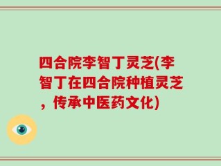 四合院李智丁灵芝(李智丁在四合院种植灵芝，传承中医药文化)