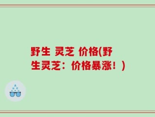 野生 灵芝 价格(野生灵芝：价格暴涨！)