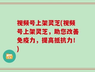 视频号上架灵芝(视频号上架灵芝，助您改善免疫力，提高抵抗力！)