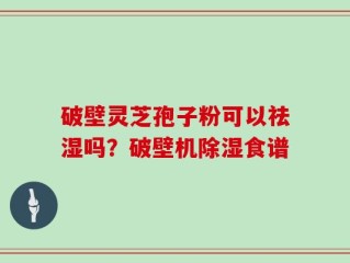 破壁灵芝孢子粉可以祛湿吗？破壁机除湿食谱