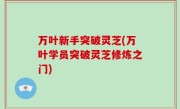 万叶新手突破灵芝(万叶学员突破灵芝修炼之门)