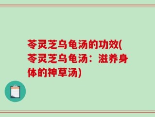 苓灵芝乌龟汤的功效(苓灵芝乌龟汤：滋养身体的神草汤)