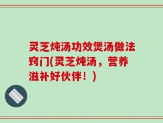 灵芝炖汤功效煲汤做法窍门(灵芝炖汤，营养滋补好伙伴！)