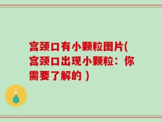 宫颈口有小颗粒图片(宫颈口出现小颗粒：你需要了解的 )