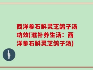 西洋参石斛灵芝鸽子汤功效(滋补养生汤：西洋参石斛灵芝鸽子汤)