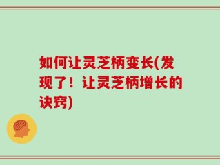 如何让灵芝柄变长(发现了！让灵芝柄增长的诀窍)