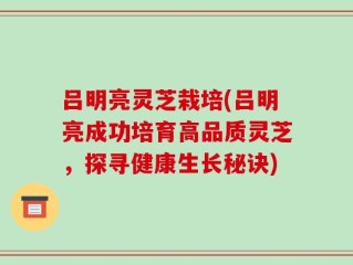 吕明亮灵芝栽培(吕明亮成功培育高品质灵芝，探寻健康生长秘诀)