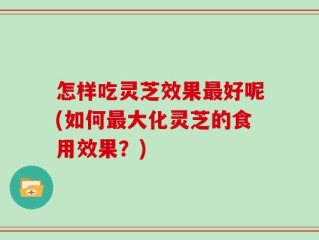 怎样吃灵芝效果最好呢(如何最大化灵芝的食用效果？)